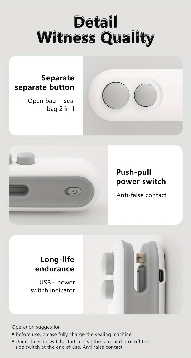 Scelleur de Sac 2-en-1 – Portable et Rechargeable