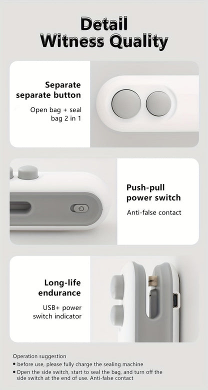 Scelleur de Sac 2-en-1 – Portable et Rechargeable