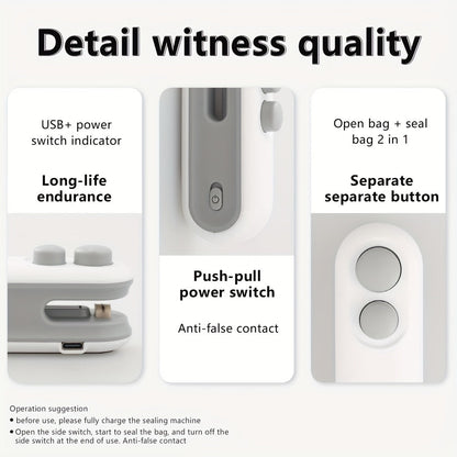 Scelleur de Sac 2-en-1 – Portable et Rechargeable